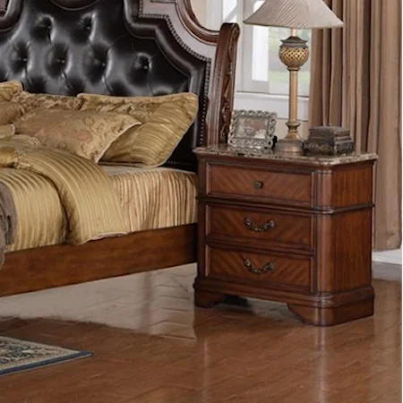 Transitional Nightstand with Marble Top